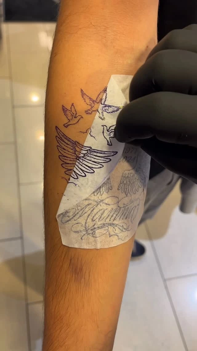 Stencil application of Mamma memorial piece