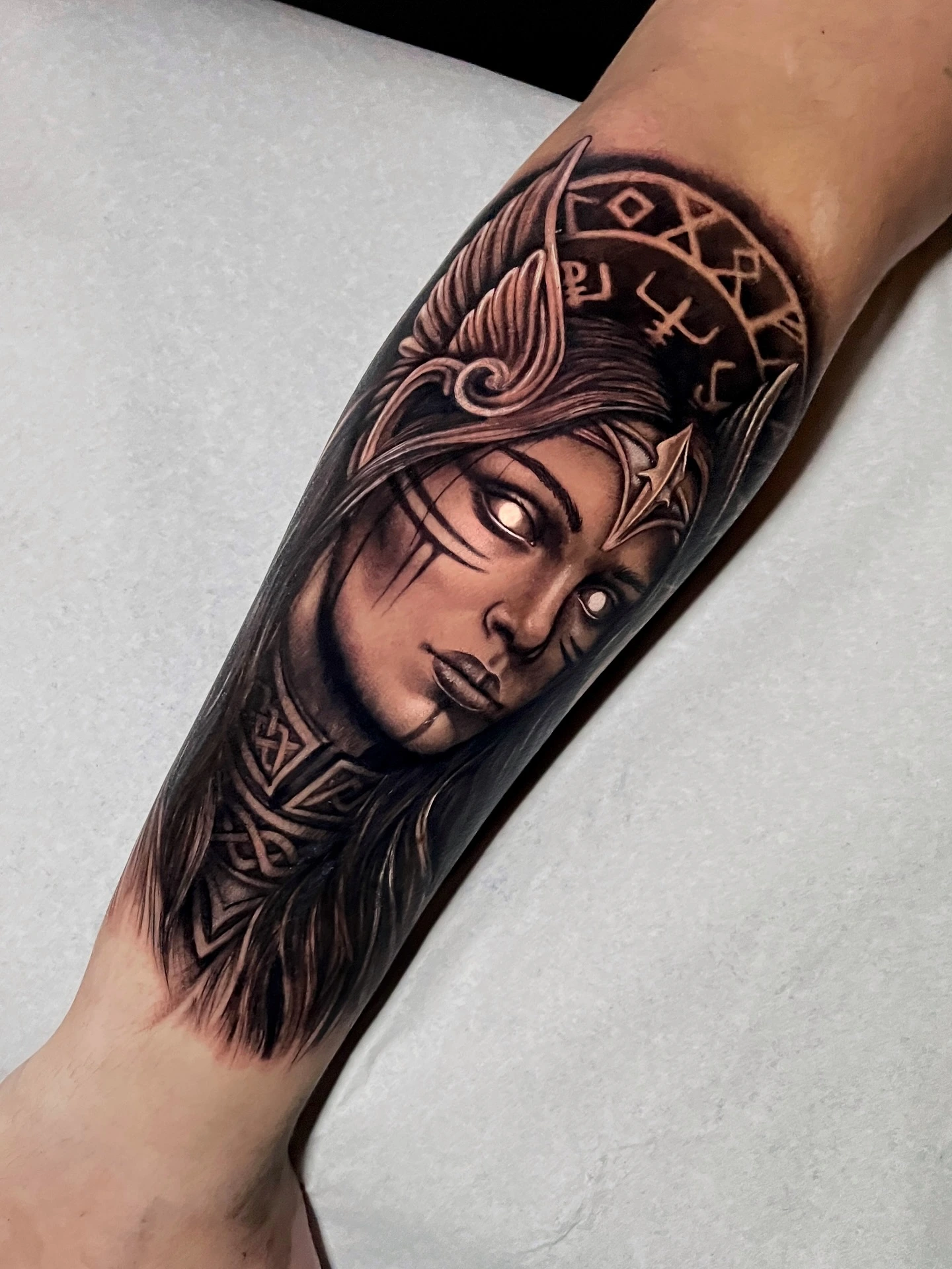 Stencil application of Valkyrie piece